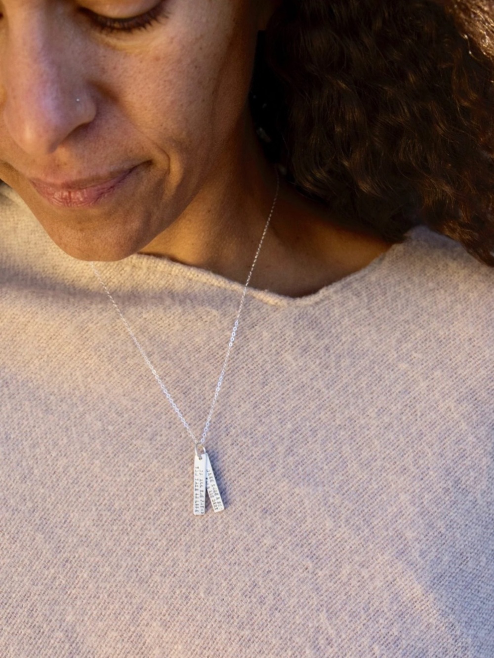 New Sterling Silver The Future Belongs Quote Bar Necklace - Eleanor Rosevelt